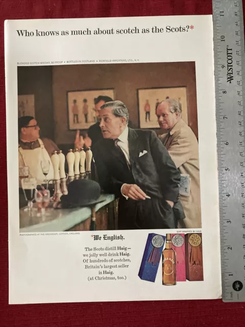 Haig & Haig Scotch Whisky Bottled in Scotland 1965 Print Ad - Great To Frame!