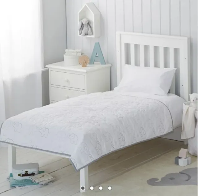 White Company - Kimbo besticktes Kinderbett Bettdecke weiß/grau - B95 cm x L120 cm
