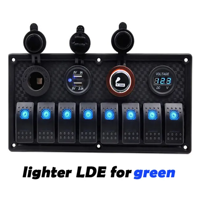 8 in 1 Panel Dual USB Socket Charger LED Voltmeter 12V Power Outlet for Car Boat