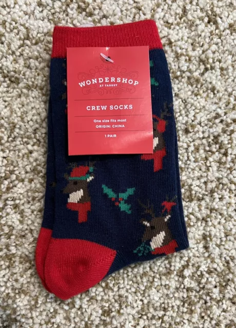 Wondershop Women’s Reindeer Holiday Crew Socks One Size NWT 1 Pair