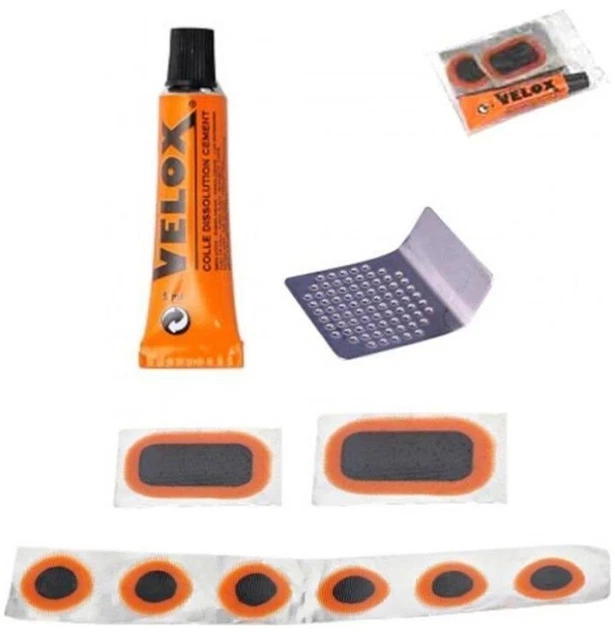 Ancienne Boite Réparation Vulcanisation vélo VELOX Orange Repair Kit vintage #2