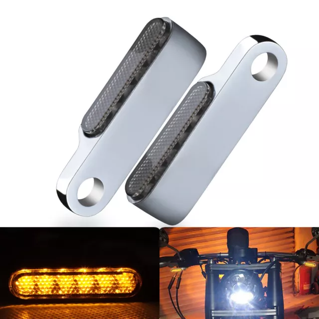 2x Chrome Mini Motorcycle LED Turn Signal Light Blinker Indicator Lamp Amber 12V