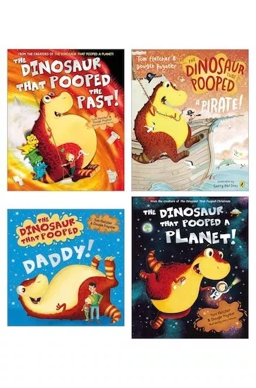 The Dinosaur That Pooped Tom Fletcher 4 Book Collection Set (RRP £27.96) NEW