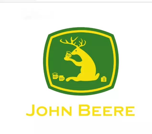 Funny JOHN BEERE Deer Logo Vinyl Decal Sticker - 6"x5"