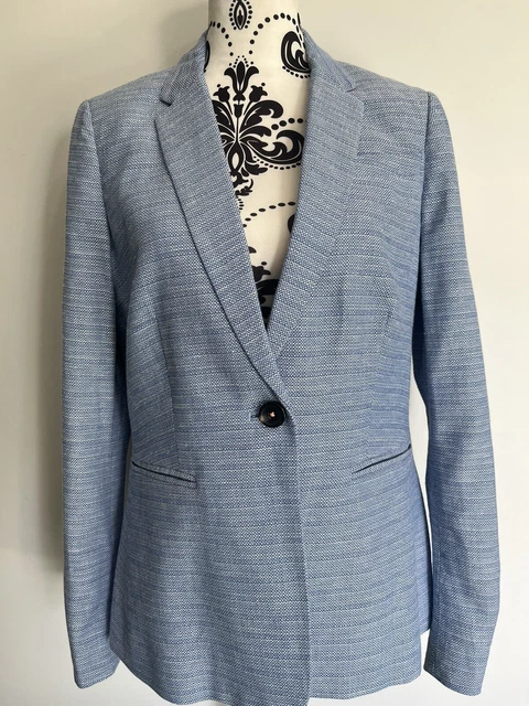 JOULES WOMENS LEONIE Blue Textured Fully Lined Blazer Jacket Size