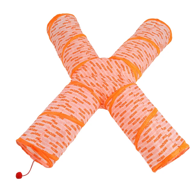 Tunnel Per Gatti In Feltro PETKARAY - Grotta A Forma Di L Con Fori Interattivi, Morbido E Sicuro - Foto 7