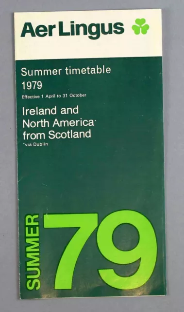 Aer Lingus Airline Timetable Summer 1979 Scotland Issue