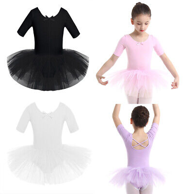 Mädchen Ballettkleid Kurzarm aus Baumwolle Tüllkleid Tanz Trikot Ballettanzug