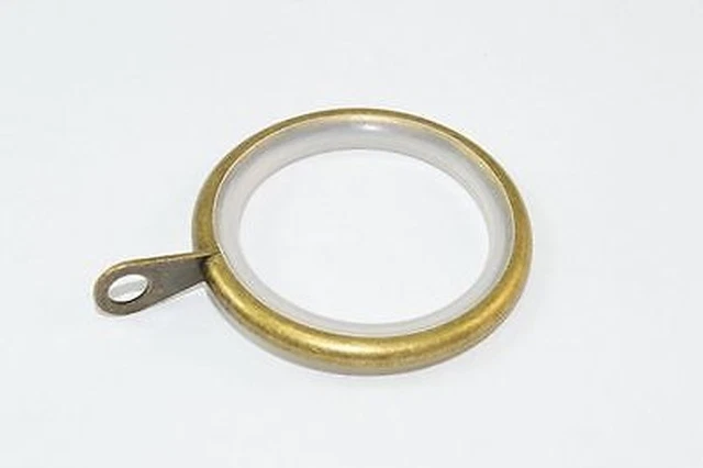6 X Curtain Silent Rod Rings Fixed Eye Antique Brass In Dia. 35Mm ID 42M OD