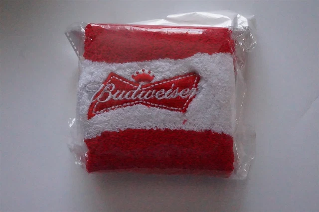 Budweiser Terry Wristbands Pair Beer Red & White Logo
