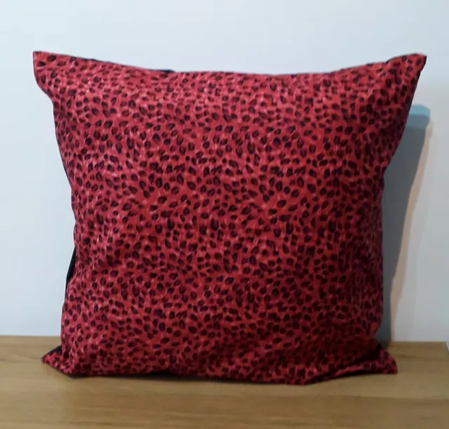 Handmade Red Leopard Animal Print Cushion Cover Cotton Fabric Red Black