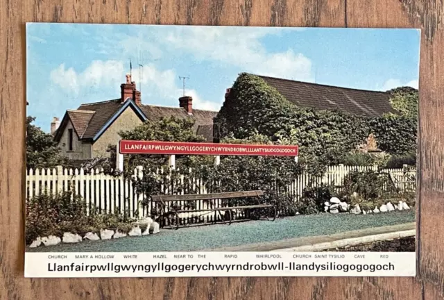 Vintage Llanfair PG Railway Station & Sign Postcard Posted 70'S Wales Welsh 1978