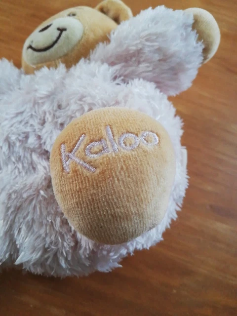 O/ Doudou Peluche Kaloo Ours Boule Plume Fourrure Rose Pâle marron beige Poilu 3