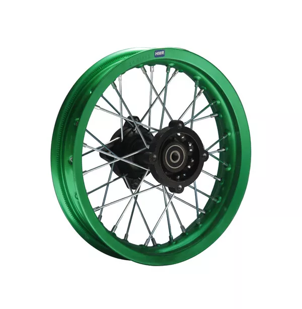 HMParts Cerchio Alluminio Anodizzato 12 Pollici Posteriore Verde 12 MM Typ2 Dirt