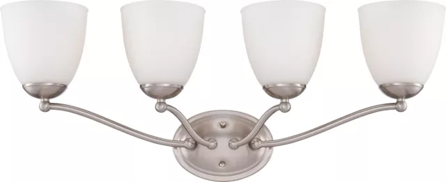 Nuvo Patton 4 Light LED Brushed Nickel And Frosted Glass Vanity Wall Light $209