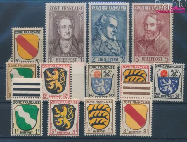 Briefmarken Franz. Zone-Gem. Ausg. 1946 Mi 1-13 postfrisch Flaggen und Wa (10342