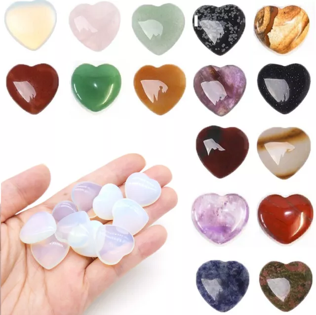 20mm Natural Quartz Crystal Pocket Palm Healing Gemstone Heart Stones Decor