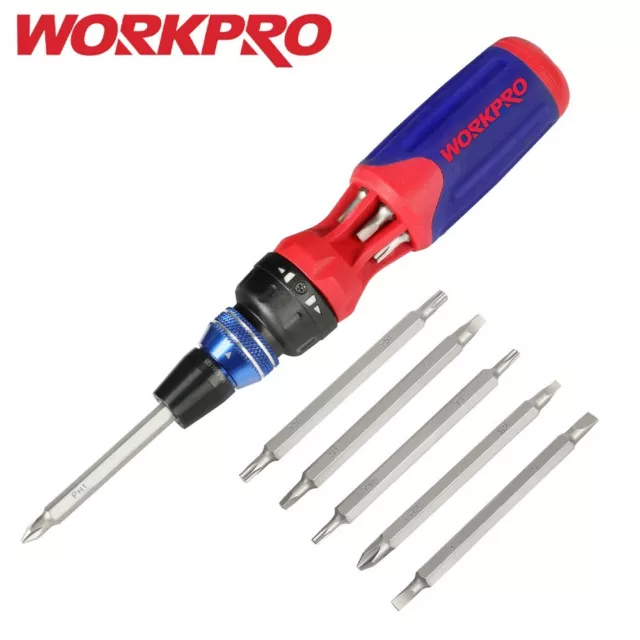 WORKPRO 12-in-1 Multi-Bit Ratcheting Screwdriver Set Quick-load Mechanism Bit US