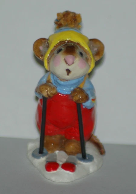 wee forest folk mice Rare, Mouse Skier, retired 1979, MS-3, yellow hat wee forest folk mice Rare, Mouse Skier, retired 1979, MS-3, yellow hat