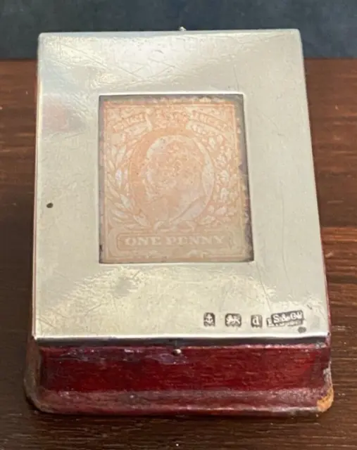 Antique Edwardian Solid Silver Stamp Box Birmingham Sydney & Co Sprung Lid 1903