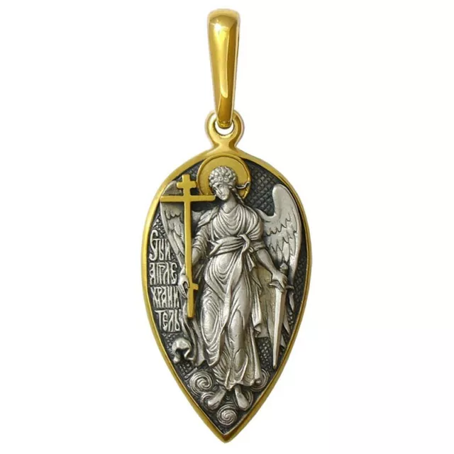 Sterling Silver 925 Gold Plated Russian Orthodox Style Handmade Pendant