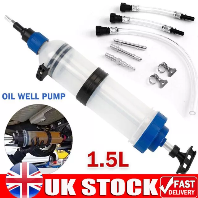 1500ml Fluid Extraction & Filling Syringe Kit Vacuum Pump Oil Coolant Automotive