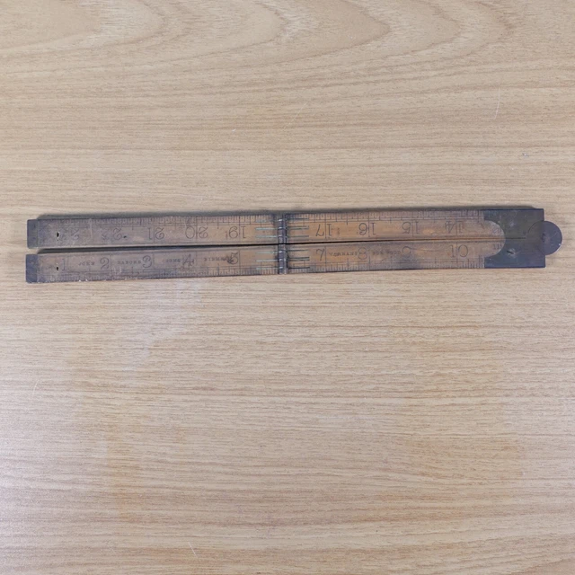 Vintage John Rabone & Sons Split Wooden Ruler Tool- Warrand Box Wood- 24 inch