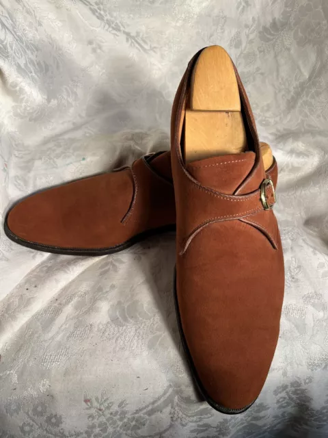 Alden Suede Leather Rust Brown Single Monk Strap Sz US 12.5 A (narrow) USA Made