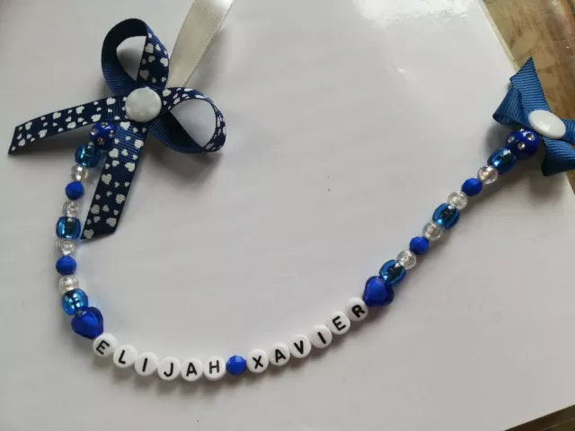 personalised dummy clip /strap for boys with or without mam adapter