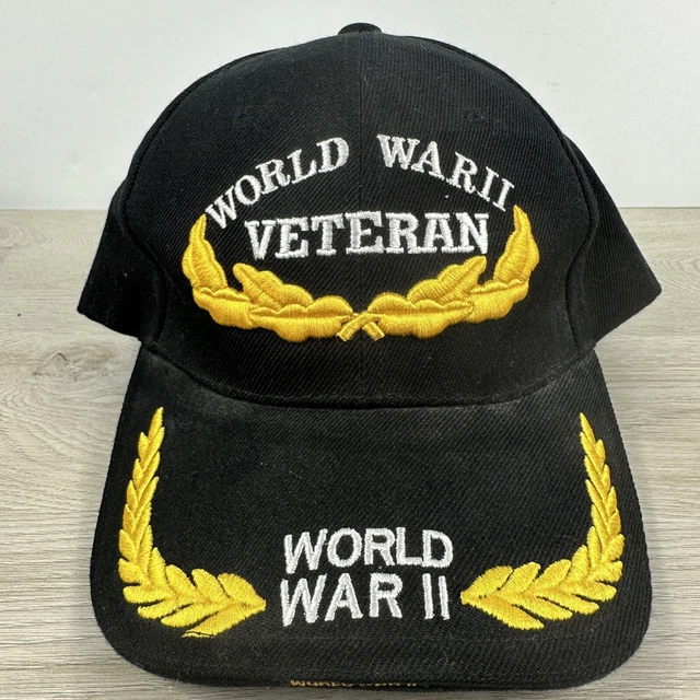 WORLD WAR II Veteran Hat Black Adjustable Hat Cap World War 2 WWII WW2