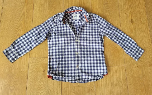 Navy White Check Boys Mini Boden Shirt Age 5-6