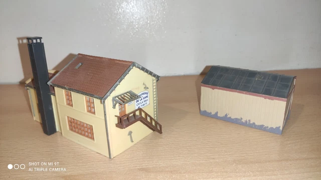Lot Maquettes Jouef HO – Bloc Gare Et 3 Immeubles – Ville Miniature – État Moyen