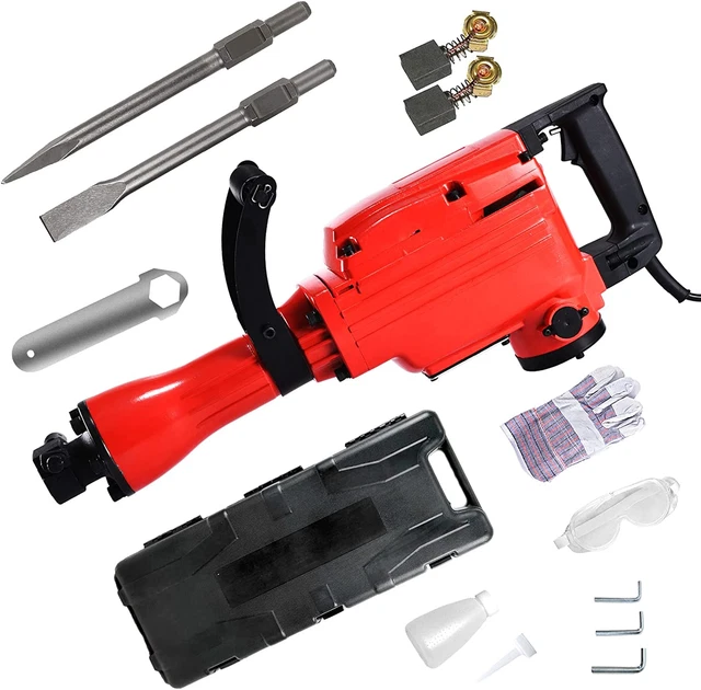 2200W Demolition Jack Hammer Electric Concrete Breaker 4 Chisel 3 Punch Bit Set