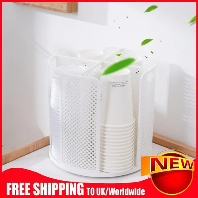 360 Rotation Cup Dispenser Round for Bathroom Bedroom Coffee Shop (White)