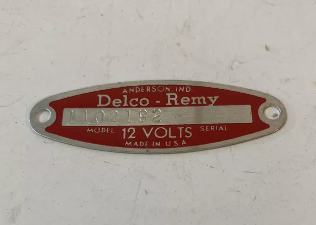 NOS Original 1956-62 Delco Remy Generator Tag GM 12 Volt