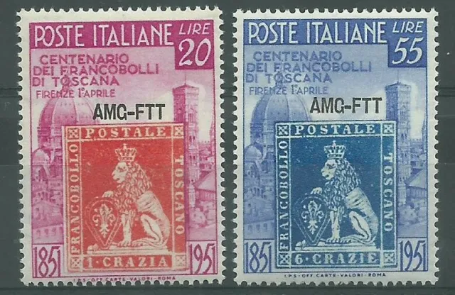 1951 Trieste A Amg-Ftt Cent First Stamps Di Toscana 2 Val MNH MF26423