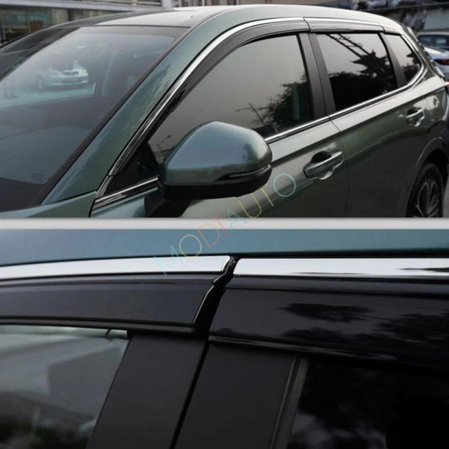 FOR 20232024 HONDA HRV black+steel Window Visor Vent Shades Sun Rain
