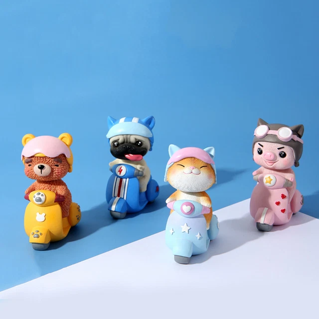 Estatua de animal personalizada apariencia vívida hágalo usted mismo casa de muñecas montar motocicleta