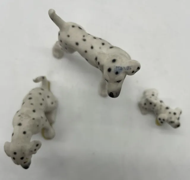 Vintage Miniature Bone China Dalmation Dog Family 2