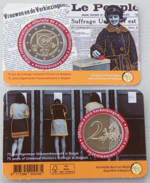 2 Euro Gedenkmünze Belgien 2023 Frauenwahlrecht wallonisch in Coincard unz.