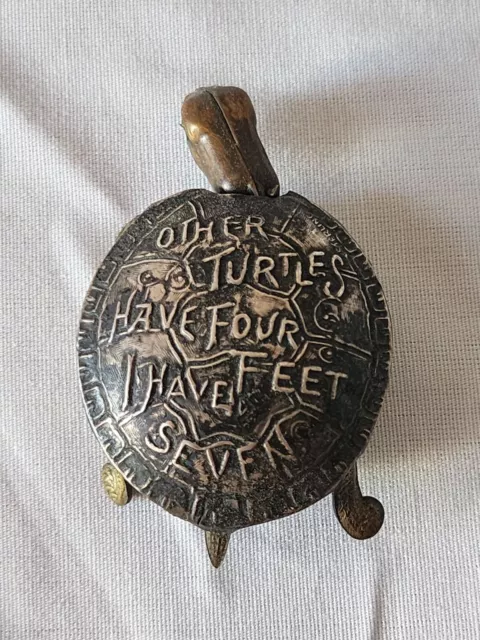 Rare Antique 1920's-40's Sterling Silver And Brass Turtle Tailor Tape Measure