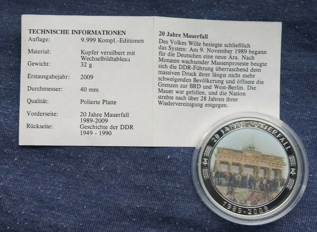 MEDAILLE/MÜNZE? GESCHICHTE DER DDR-20 Jahre Mauerfall mit Zertifikat