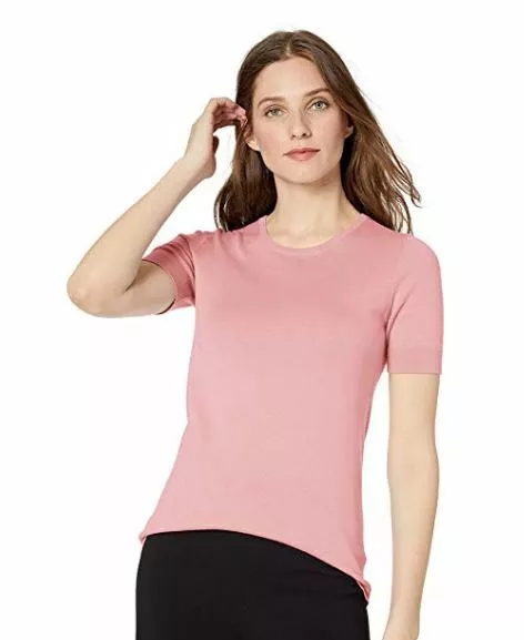 Nwot LARK & RO FEMMES Rose Coton Pima Pull Col Rond Pull Taille M