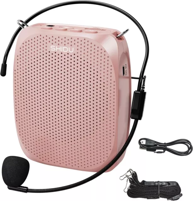 SHIDU Portable Mini Voice Amplifier with Wired Microphone Headset and Waistband,