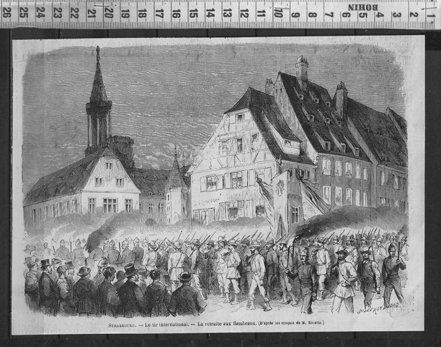 G374 / Gravure 1888 /  Strasbourg Le Tir International