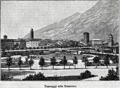 Trento: Ponte sull'Adige Passepartout Stampa Antica 1893 