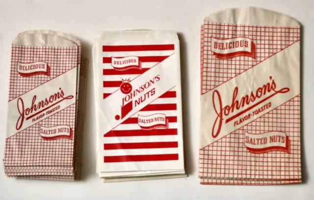 Johnson's salted nuts vintage assorted size bags lot