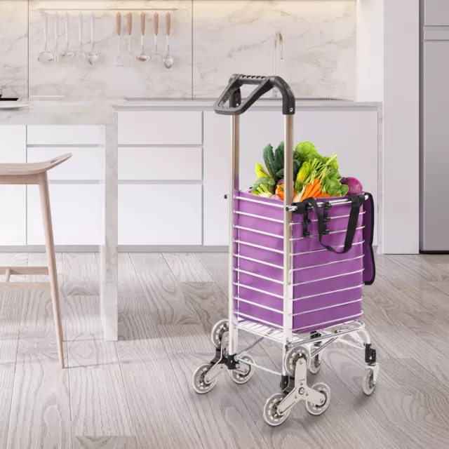 35L Grocery Folding Grocery Basket Cart Shopping Wheels Utility Laundry Handcart