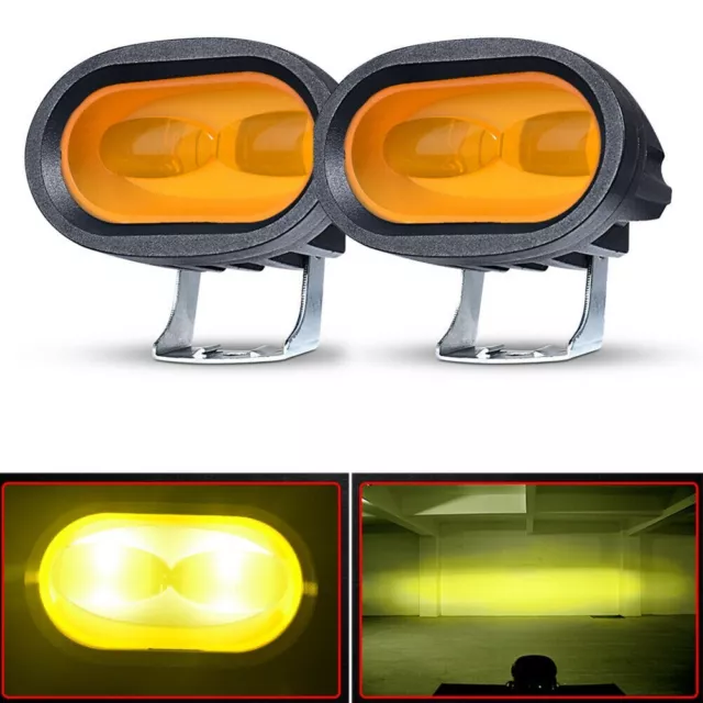 2PC LED Work Luce Barra Giallo Faro Fendinebbia Attacchi Guida Ambra SUV Offroad