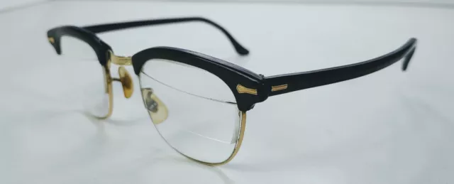 Vintage Shuron 5 3/4 Eyeglasses Frame Gold Filled 22mm Black/copper & Gold